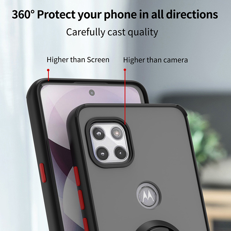 Dành Cho Motorola Moto G 5G / One 5G Ace Mờ Mờ Có Giá Đỡ Vòng Xoay Ốp Lưng TPU Chống Sốc