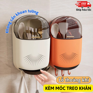 Hộp Đựng Đũa Muỗng Treo Tường Bằng Nhựa Myd.23, Có Nắp Đậy Chống Bụi, Ngăn Côn Trùng Bẩn An Toàn.