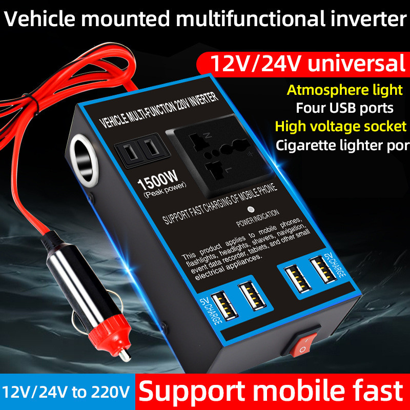 Bộ chuyển đổi biến tần ô tô 12V24V sang 220v xe tải công suất cao sạc xe hơi ổ cắm điện biến áp