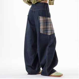 GKSSS Quần jean nam, dáng rộng và giản dị cổ điển Mỹ, thiết kế chắp vá, phong cách unisex