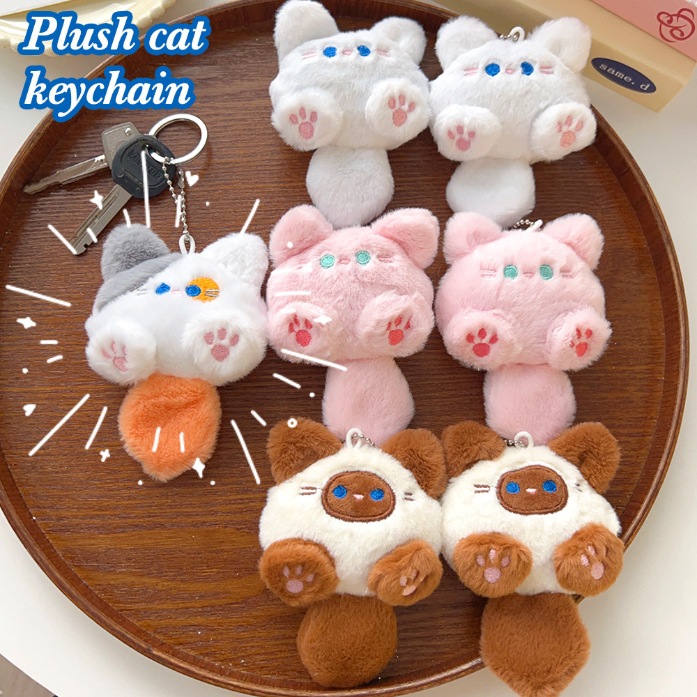 Mặt dây chuyền túi mèo sang trọng dễ thương - Móc khóa mèo con hoạt hình sáng tạo - Nhẫn chìa khóa đồ chơi búp bê sang trọng cho bé gái - cho túi xách, ba lô, chìa khóa ô tô - Quà tặng đồ trang trí cặp đôi cho bạn gái