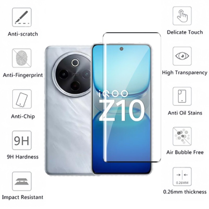 Dành Cho IQOO Z10 5G 2025 Phim Bảo Vệ Màn Hình 2 Trong 1 Cho Vivo iQOO Z10 iQOO Z10x Z 10 x 5G 2025 Full Cover Kính Cường Lực Mặt Trước Mặt Sau Ống Kính