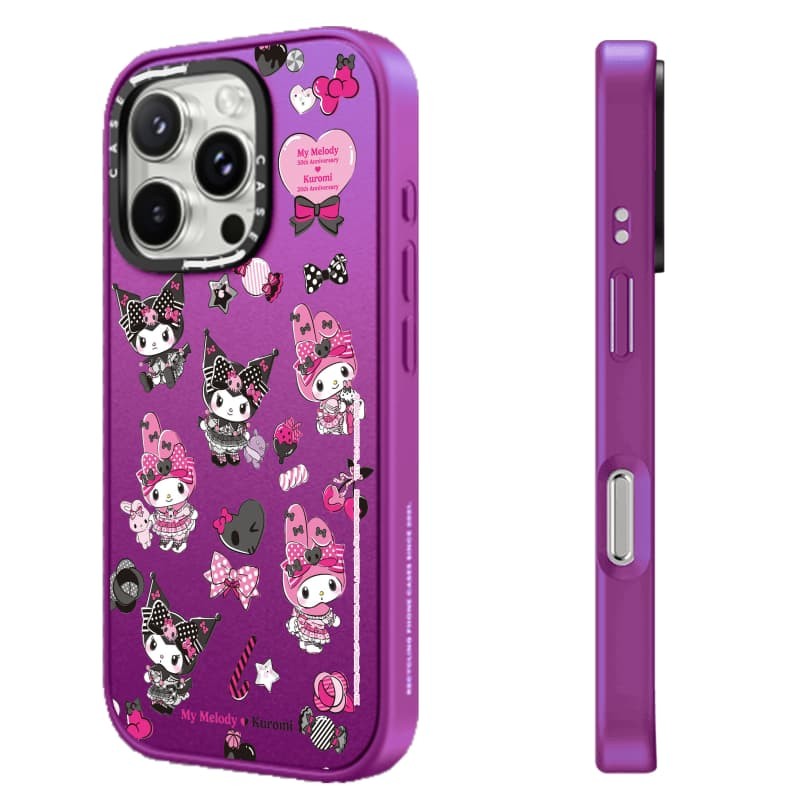 CASECASE X My Melody & Kuromi Pattern Case Matte Black Matte Purple Matte RosePink Clear Hard Case Impact Case cho Apple IPhone 13 14 15 16 Pro Max có hộp
