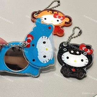 [Mặt dây chuyền] Gương HelloKitty Phong cách thời trung cổ Dễ thương Mặt dây chuyền trái tim cô gái di động có giá trị cao Gương trang điểm cầm tay PF2U