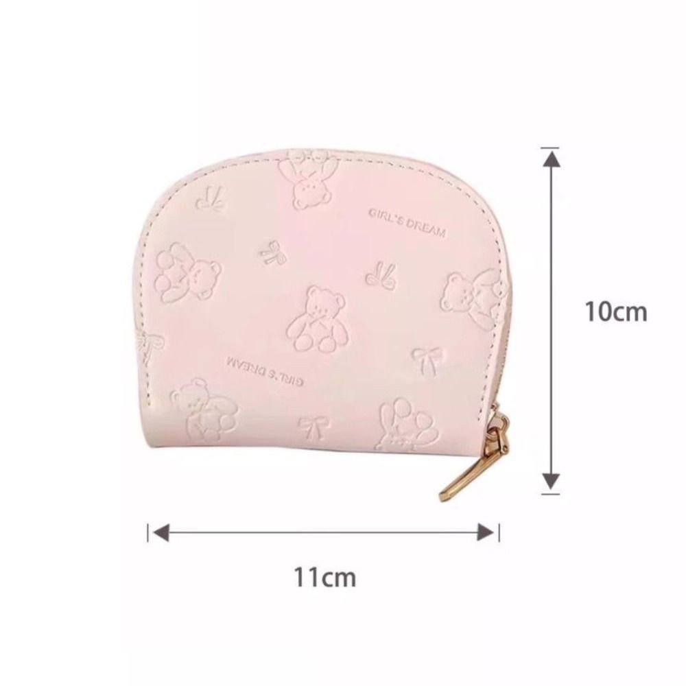 Ví ngắn bé gái GUSTAVA, Túi đựng thẻ ID màu hồng hình gấu dễ thương, thời trang di động PU 9 khe cắm thẻ Dây kéo Ví đựng tiền xu Học sinh