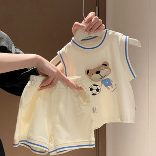 Trẻ Em 2025 Mới Áo Vest / Không Tay + Quần Hai Mảnh Phù Hợp Với Bé Trai / Bé Gái Họa Tiết Hoạt Hình Áo Quần Short Phù Hợp Với Bé Đi Chơi Quần Áo