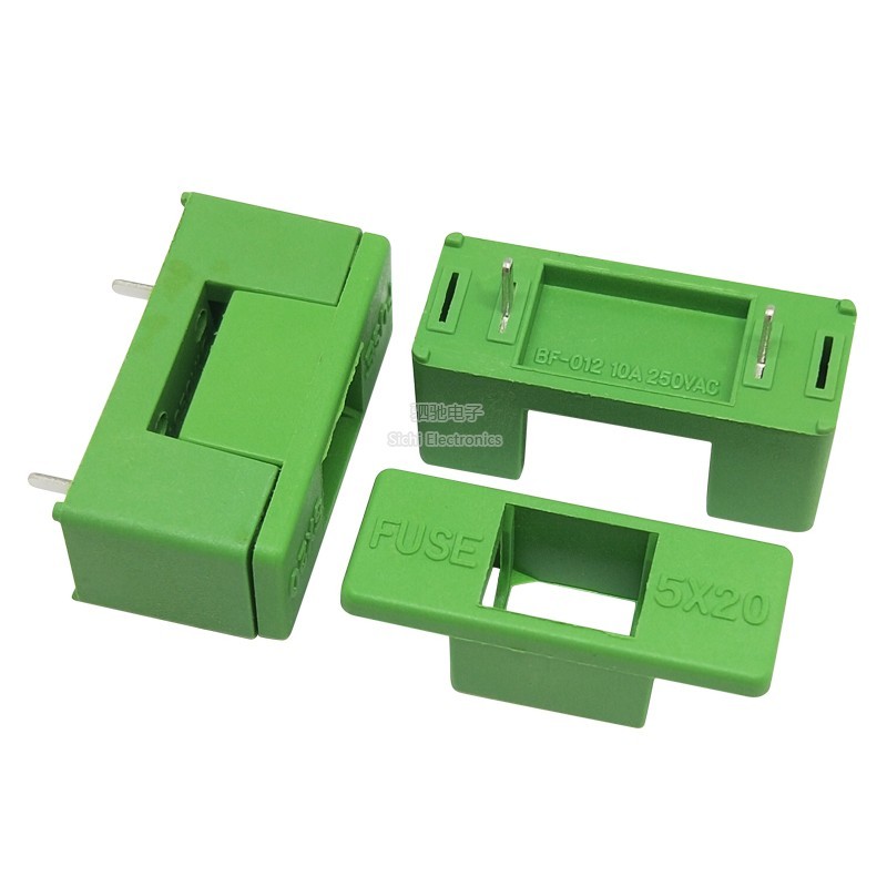 Giá đỡ cầu chì PTF-77 / 78 / 76 5 * 20MM Cầu chì màu xanh lá cây có nắp Pin ngoài 22MM Pin bên trong 15