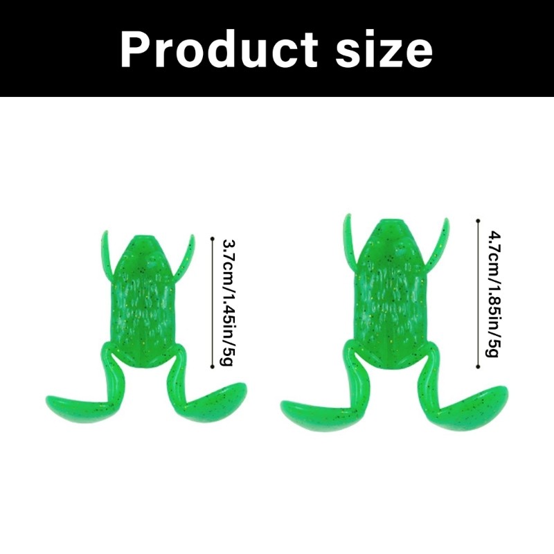 Mồi câu cá dạng swimbait nhân tạo hình ếch với kích thước 3.7cm và 4.7cm.