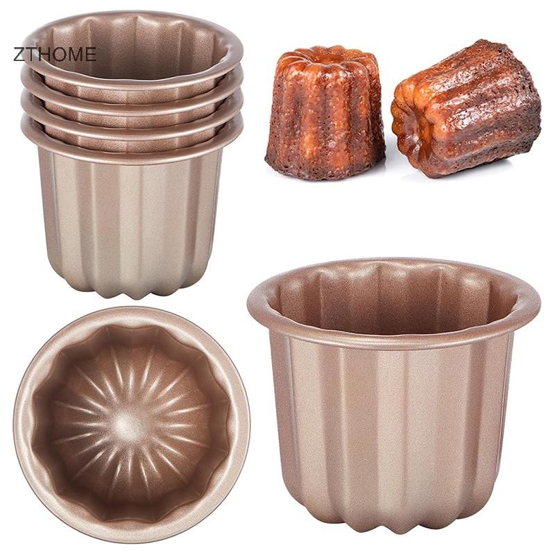 ZTHOME 6 Cái Khuôn Bánh Canele Nhỏ Chống Dính Chảo Canele Muffin Khuôn Cupcake Máy Nướng Bánh Nướng Bánh Thép Carbon Chảo Bánh Ngọt Khuôn Cupcake Giá Đỡ HOT