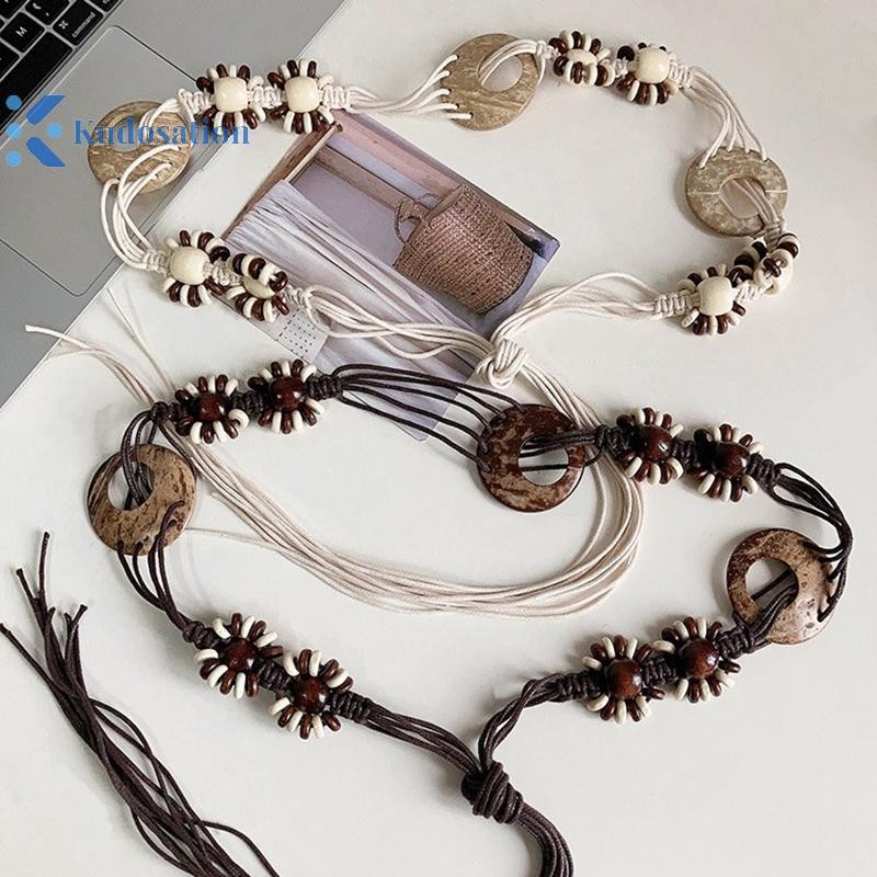 Kudosation Vintage Phong Cách Dân Tộc Dệt Tay Dây Thắt Lưng Nữ Trang Trí Dây Thắt Lưng Đa Năng Bohemian Y2K Thắt Lưng