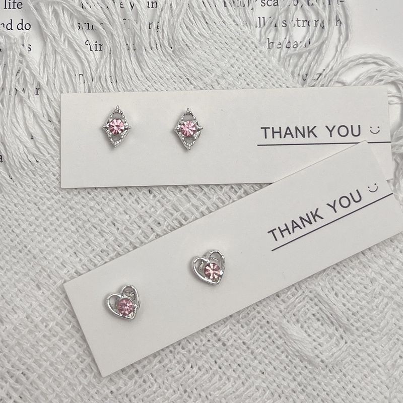 Meow Heart Diamond Pink Diamond Kẹp tai cười từ tính