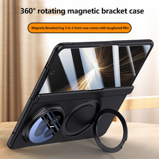 Ốp lưng mờ thân thiện với da cho Huawei Honor Magic V5 5G Giá đỡ xoay Vỏ bảo vệ gấp từ tính có màng cường lực