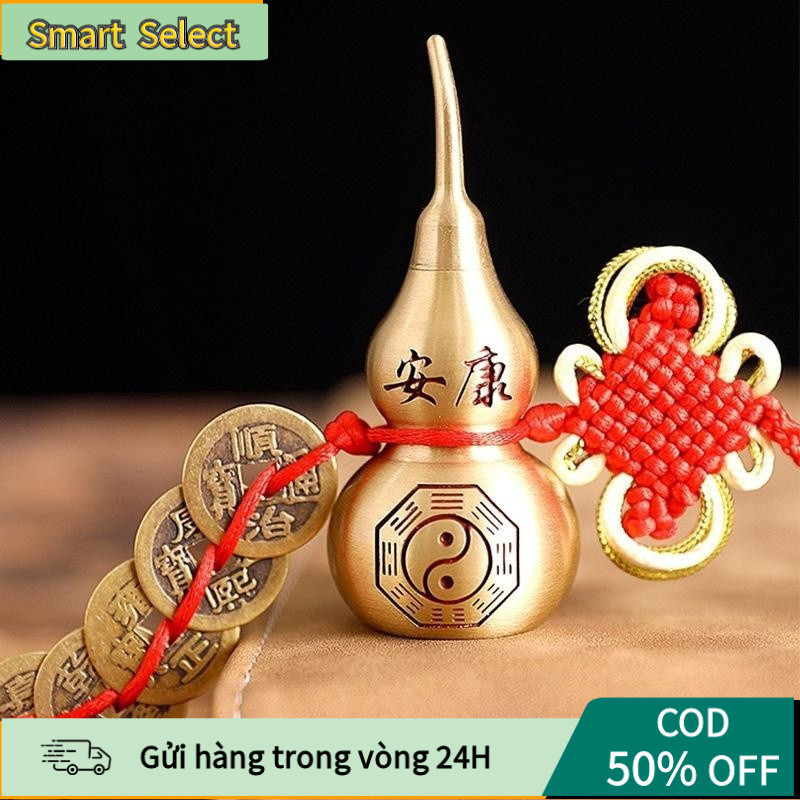 [COD]Dây Treo Hồ Lô Bát Quái 5 Xu Ngũ Đế Bằng Đồng Phong Thủy giúp hóa giải lỗi phong thủy xấu cửa đối cửa, đón tài lộc.