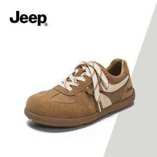 Giày thể thao nâng cao nền tảng mới của Jeep dành cho nữ mùa xuân - Da vàng đa năng, Giày trượt ván thời trang thông thường