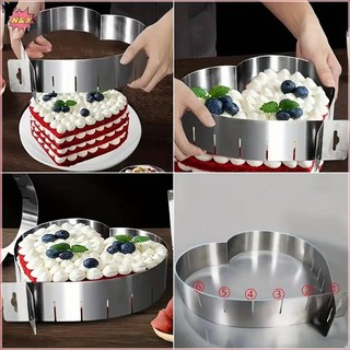 Khuôn Làm Bánh N & X Hình Trái Tim Thép Không Gỉ Có Thể Điều Chỉnh Có Thể Thu Vào Mousse Nhẫn Trái Tim Khuôn Socola Phụ Kiện Làm Bánh (7,8-15.7inch).
