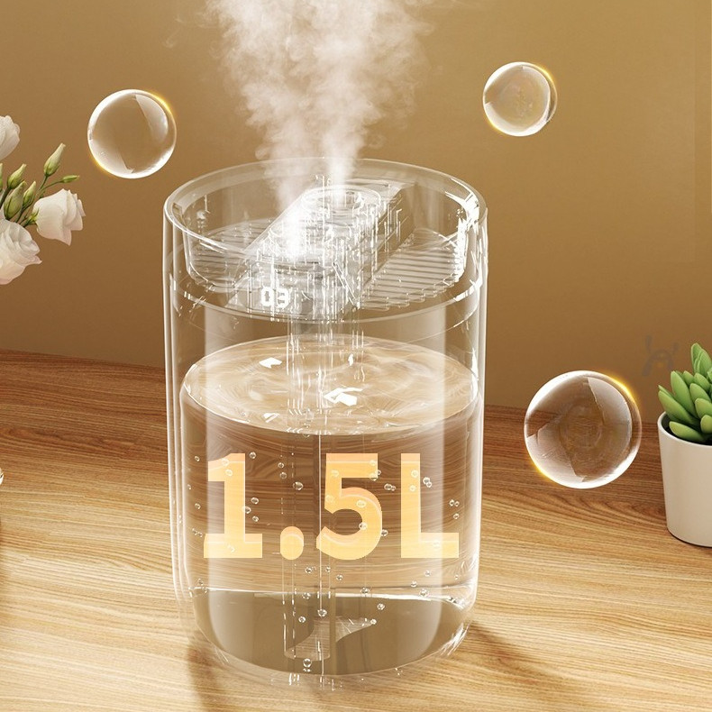 Máy phun sương tạo ẩm dung tích lớn, 2 vòi phun, công nghệ siêu âm không ồn, kết nối USB - Lọc sạch không khí gia đình