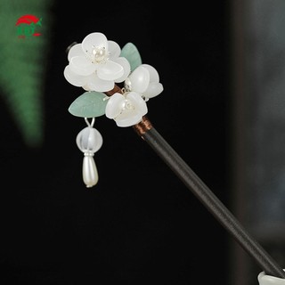 Retro Trung Quốc Kẹp Tóc Với Bền Gỗ Ebonized Trắng Viền Tóc Đũa Cho Sườn Xám Han Quần Áo Trà Mặc