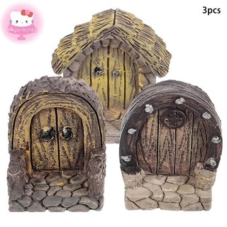 Moonlights 3 Chiếc Cửa Gỗ Nhỏ Khung Ảnh Phụ Kiện Mộc Mạc Nhựa Thủ Công Phong Cảnh Naments Trang Trí Nhà Cây Stump Đồ Trang Trí EN