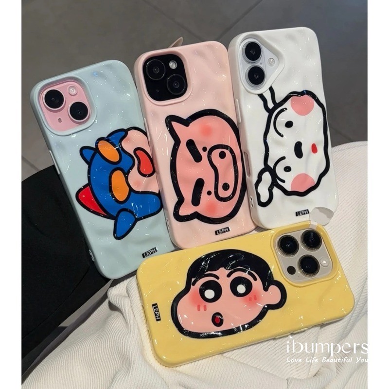 ibumpers Ốp Điện Thoại iPhone Anime Nhật Bản Crayon Shin-chan Họa Tiết Cho IPhone 11 12 13 14 15 16 Pro Max Ốp Lưng Thiên Thạch Màu Kẹo Silicon Mềm Chống Sốc