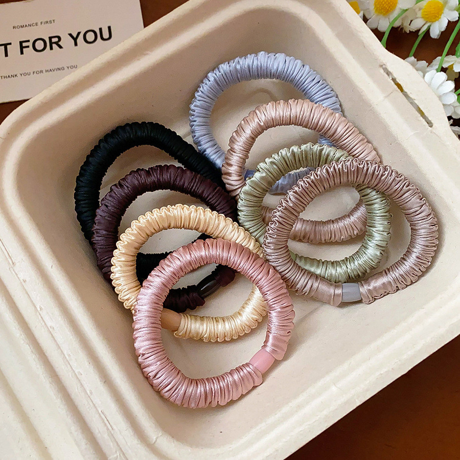 Dây buộc tóc mềm mại retro màu be-pink, phong cách Hàn Quốc, phù hợp hàng ngày