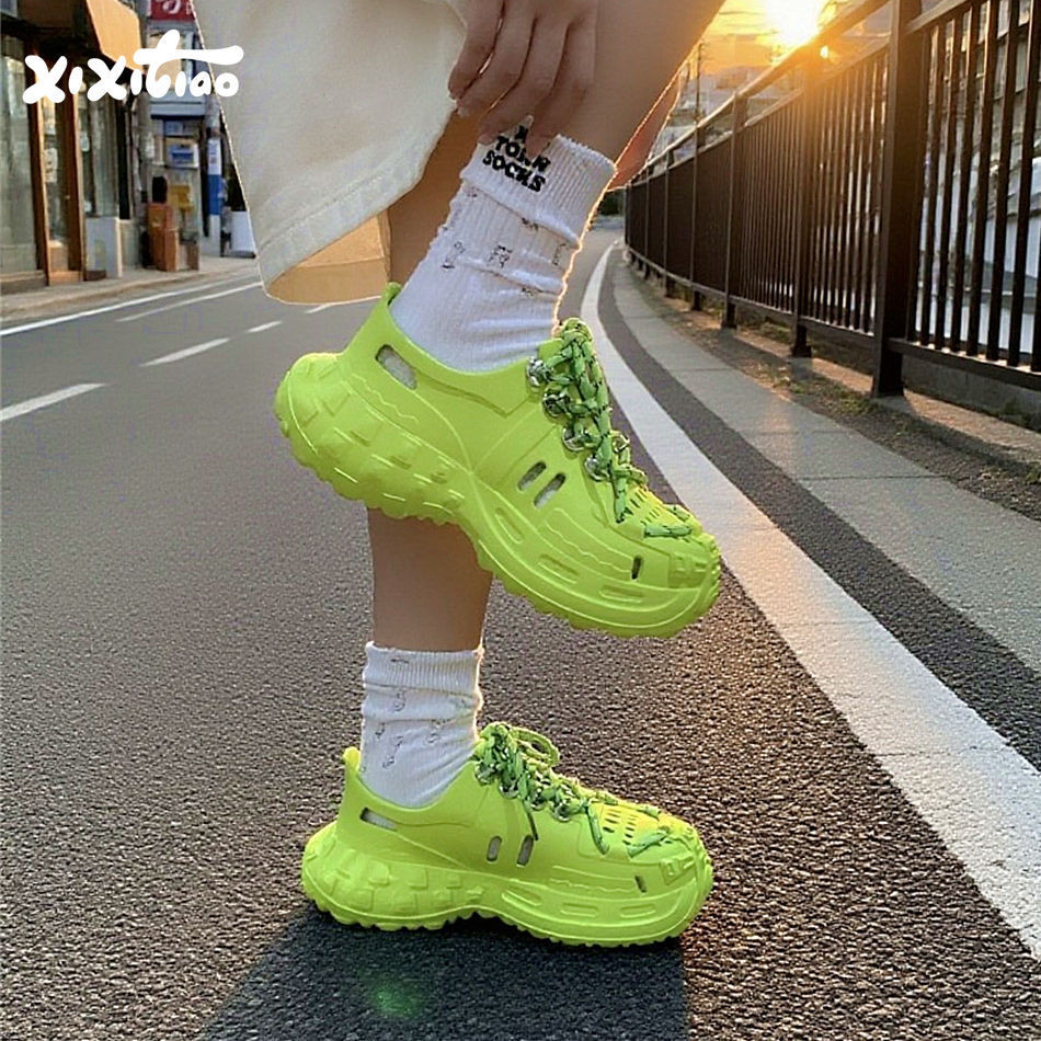 XIXITIAO Sandal Đế Dày Thoải Mái Nam Nữ Cặp Đôi Mùa Hè Thể Thao Ngoài Trời Lộn Thượng nguồn