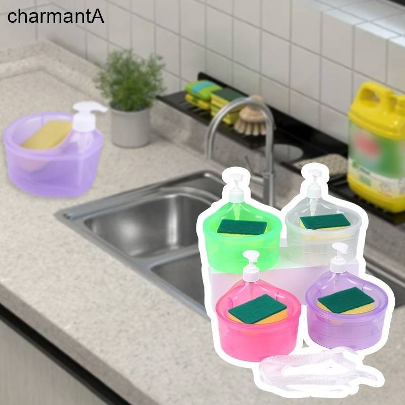 Hộp Đựng Nước Rửa Chén Đa Năng Có Ngăn Đựng Xà Bông-tặng kèm xốp rửa chén