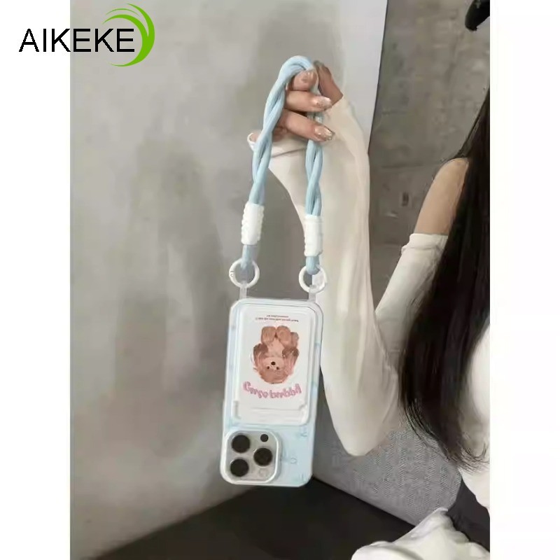 Vỏ Đựng Thẻ Chó Dễ Thương Cho Vivo iQOO Z10 Z9 Turbo Z10X Z9X Z8 Z8X Z7 Z7X Z6 Z6X Z5 Z5X Z3 Z1 Neo 10 9 8 7 6 5 SE Pro + 3 Vỏ Mềm Có Dây Tay