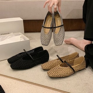 Giày cao gót mũi vuông lưới trượt cho nữ