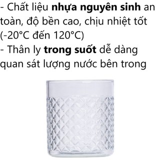 Cốc nhựa kim cương 260ml Hokori, cốc tròn Việt Nhật uống nước rượu cocktail sang trọng ms: 6326
