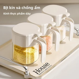 Hũ đựng gia vị thủy tinh cao cấp chống ẩm kèm muỗng - Hộp đựng gia vị nhà bếp tiện dụng, kín khí, bảo quản tốt
