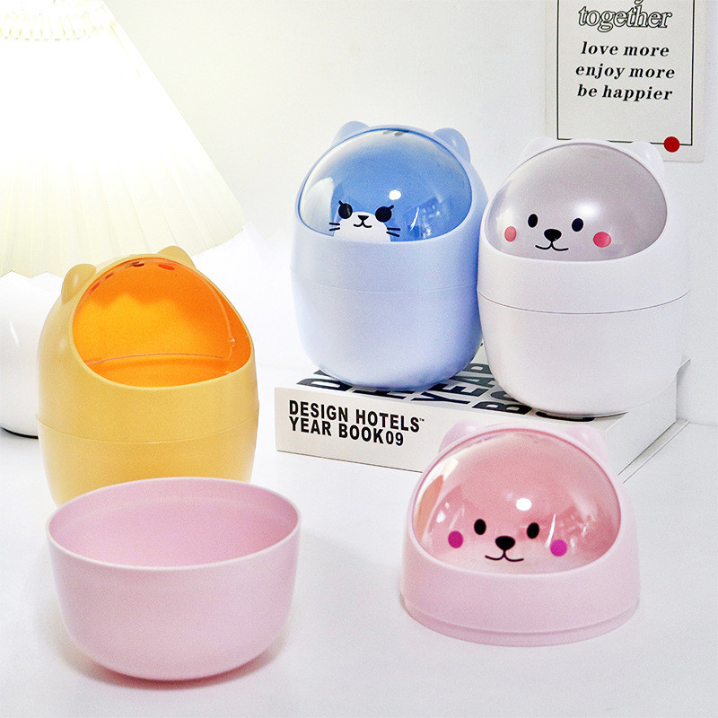 Giỏ Giấy Để Bàn Có Nắp Phòng Ngủ Để Bàn Thùng Rác Có Thể Dễ Thương Mini Nhỏ Đầu Giường Thùng Rác Hộ Gia Đình