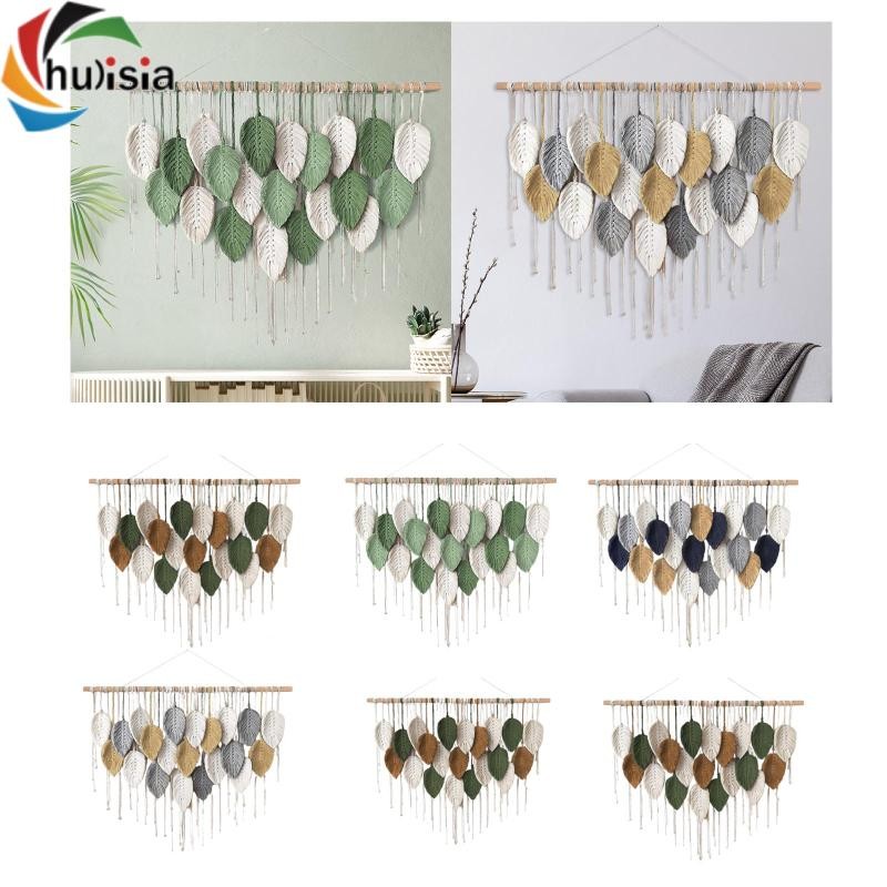 chulisia Nghệ thuật treo Macrame có tua rua lá, phông nền dây Cotton cho vườn ươm và căn hộ