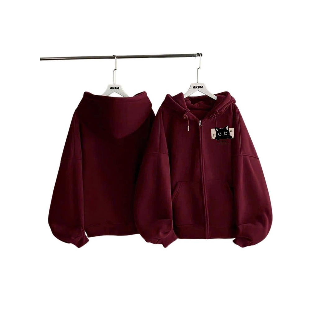 Áo Khoác Nỉ Mũ 2 Lớp Form Rộng Unisex Đẹp - mùa đông mèo ngực bờ lách
