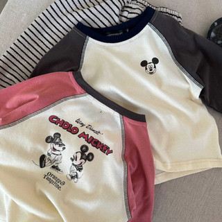 Mùa Xuân Thu Cotton Nguyên Chất Bé Trai Bé Gái Áo Thun Dài Tay Trung Nhỏ Trẻ Em Bé Hoạt Hình In Hình Cổ Tròn Áo Sơ Mi Đáy