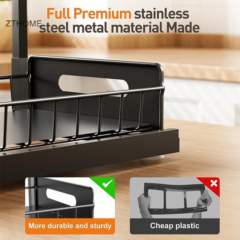ZTHOME 2 Tầng Dưới Bồn Rửa Tổ Chức Và Bảo Quản Có Ngăn Kéo Trượt Đa Năng Kệ Phòng Tắm Sắp Xếp Cho Nhà Bếp Phòng Tắm Bảo Quản HOT