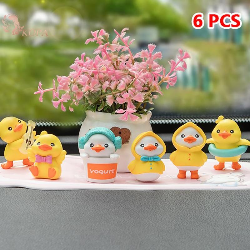 KOPA 6 Chiếc Sáng Tạo Mô Hình Vịt Trang Trí Dễ Thương Vịt Vàng Đồ Trang Trí Ô Tô Phụ Kiện. VN