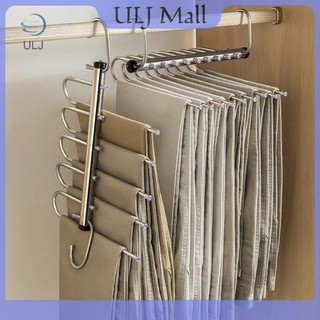 ULJ Gấp Quần Móc Treo 5 / 9 Lớp Thép Không Gỉ Tiết Kiệm Không Gian Giá Treo Quần Áo Sắp Xếp Cho Tủ Quần Jean Quần Khăn.
