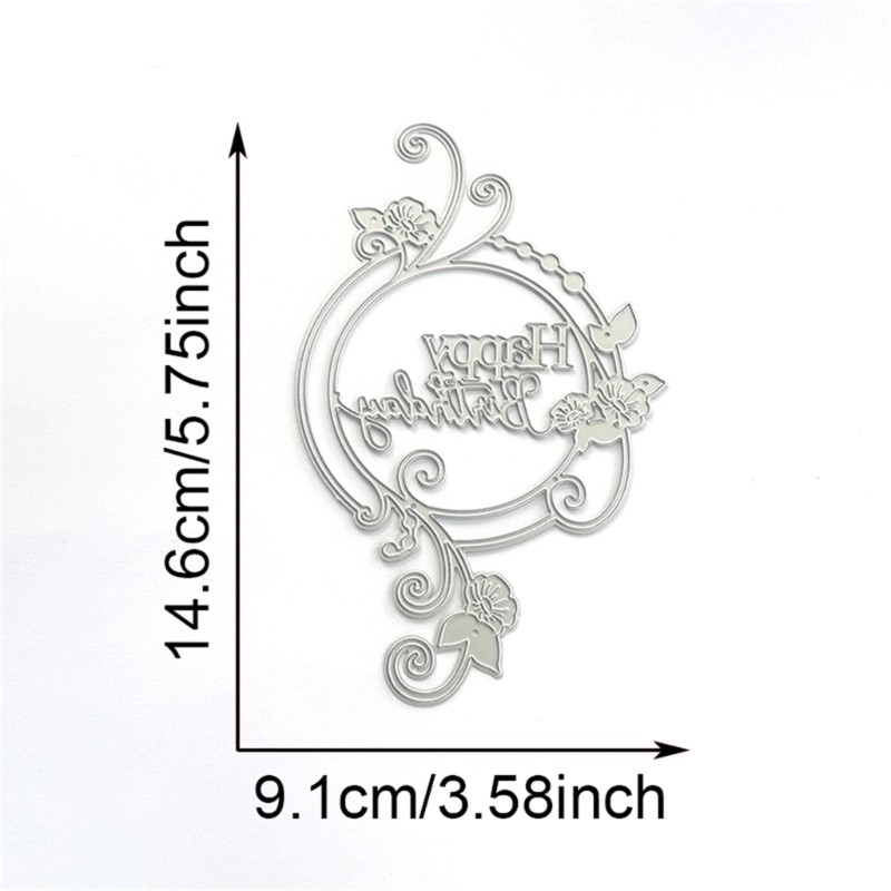 SA Chúc Mừng Sinh Nhật Chết Cắt Stencils Vòng Hoa Sinh Nhật Thép Carbon Cắt Chết Thêu Sò Dập Nổi Dụng Cụ Làm Thẻ