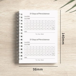 Lịch trình MEGOCE Notepad, Sổ tay kiểm tra kỷ luật tự giác cụ thể dành cho học sinh, Học sinh lập kế hoạch 31 ngày A6 chất lượng cao