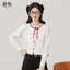 Mutu Polka Dot Cổ Tròn Dệt Kim Áo Len Cardigan Nữ Mùa Xuân 2026 Phong Cách Mới Dài Tay Áo Khoác Ngắn
