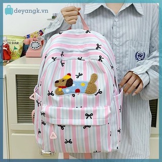 Deyangk Dễ Thương Dachshund Nơ Sọc Ba Lô In Dung Tích Lớn Học Sinh Schoolbag Thời Trang Tinh Tế Cá Tính Xu Hướng Túi Du Lịch Quà Tặng VN