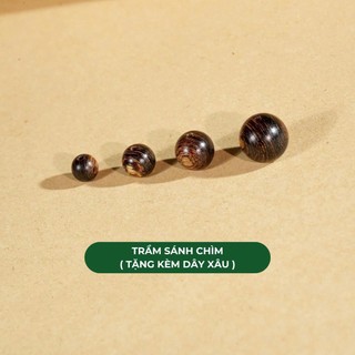 Hạt Trầm Hương Tròn Đơn Lẻ (kèm dây xâu) - Hạt Trầm Tốc Việt/ Sánh Chìm/ Indo Chìm