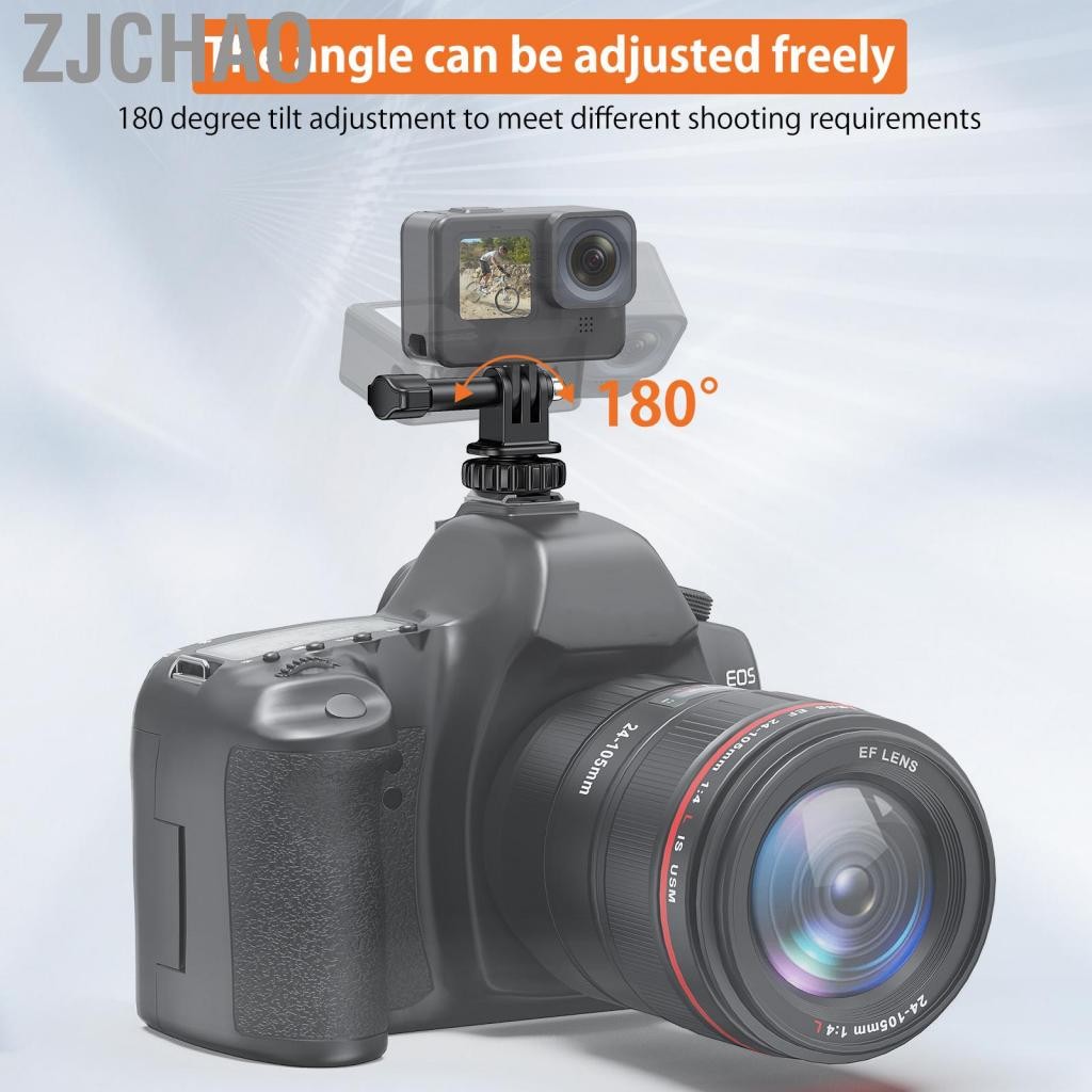 Zjchao AMIREUX-VN VRIG AC24 CAMERA THỂ THAO ĐỘNG VẬT ĐIỀU KHIỂN THÁNG NĂNG ĐIỀU KIỆN 180 ° có thể điều chỉnh bằng chân ba chân vít 1/4 inch cho GoPro Hero 12/11/10/9/8