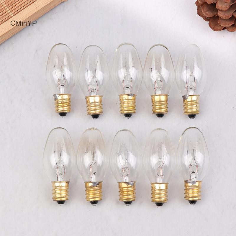CMinYP 10 Cái E12 120V 7W Trong Suốt Màu Vàng Ấm Bóng Đèn Vonfram Bóng Đèn Trang Trí Muối Phạm Vi Đèn Tủ Lạnh Vinh Quang