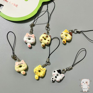 【Chamvn】Dây đeo điện thoại hình chú mèo dễ thương hình bánh rán hoạt hình vui nhộn Quà tặng cho bạn thân