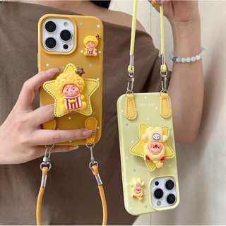 Hoạt Hình Dễ Thương 3D STARMAN Đứng Giá Đỡ Da Mềm Wrsit Dây Đeo Ốp Lưng Điện Thoại Cho iPhone 17Promax 17Air 16Promax 12 13 14 15 Pro Max 16Plus Chống Sốc Nữ Điện Thoại Di Động