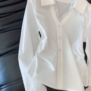 Áo sơ mi dài tay ren nữ phong cách Hàn Quốc