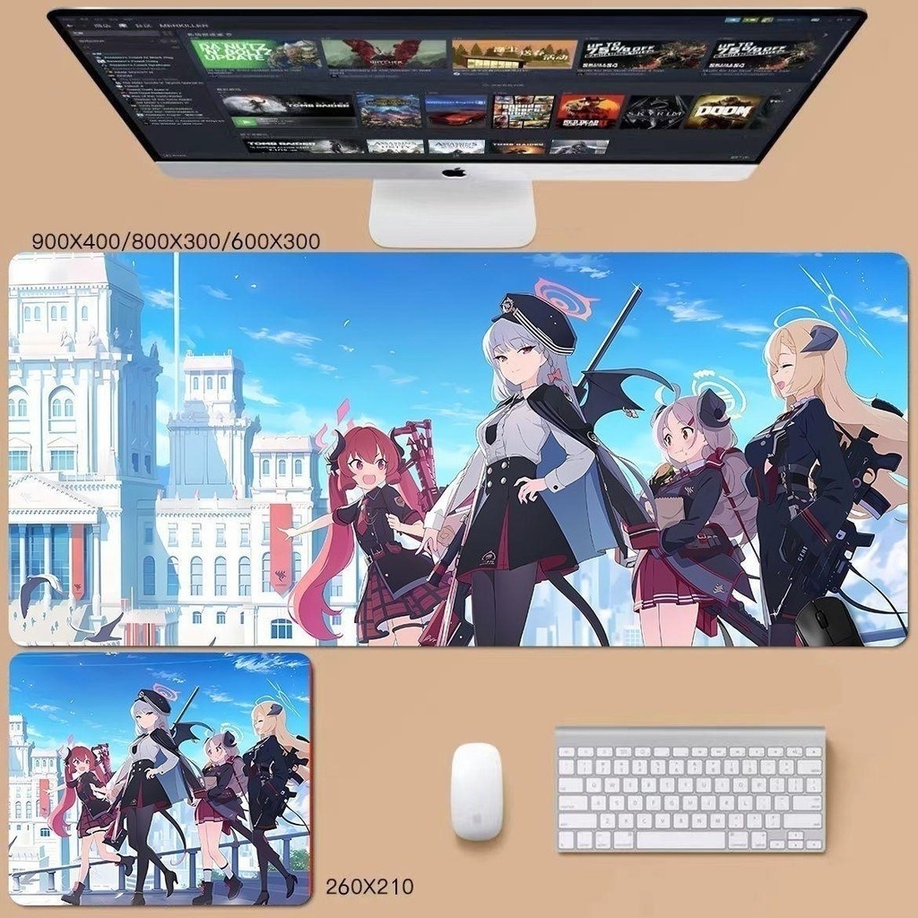 Miếng lót chuột chơi game Blue Archive Bàn phím máy tính dày cực lớn Thảm để bàn cho game thủ ACG Thảm cao su bàn (FEW)