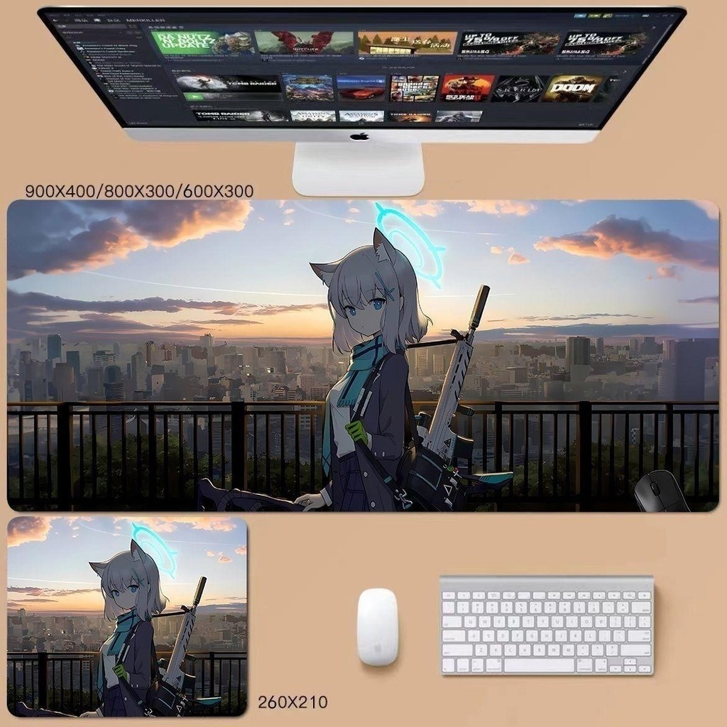 Miếng lót chuột chơi game Blue Archive Bàn phím máy tính dày cực lớn Thảm để bàn cho game thủ ACG Thảm cao su bàn (FEW)
