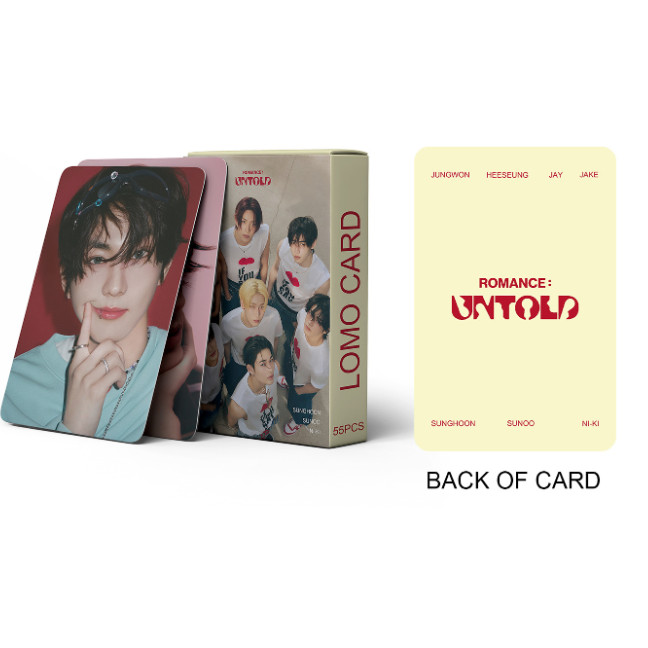55 chiếc EN Lomo Cards ROMANCE UNTOLD MEMORABILIA GGU GÓI Thẻ ảnh máu cam HEESEUNG JAKE JAY JUNGWON NI-KI SUNGHOO Solo Bưu thiếp YM